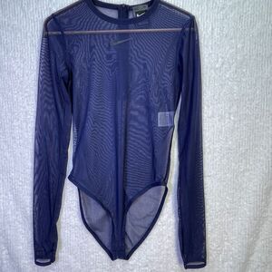Nike Sportswear Blackened Blue City Ready Mesh Tight Fit Bodysuit Size Small
